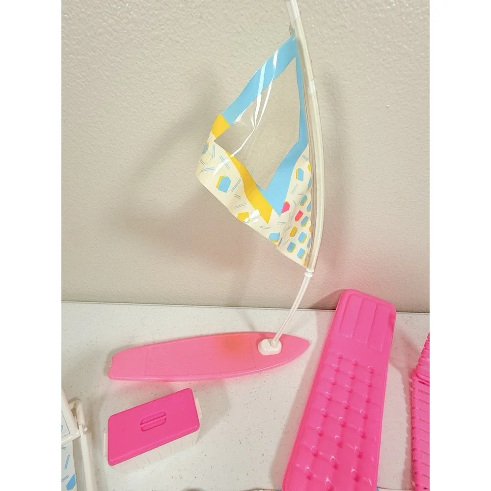 Vintage Barbie Beach Vacation Accessory Lot Mattel Umbrella Chairs Floats Etc